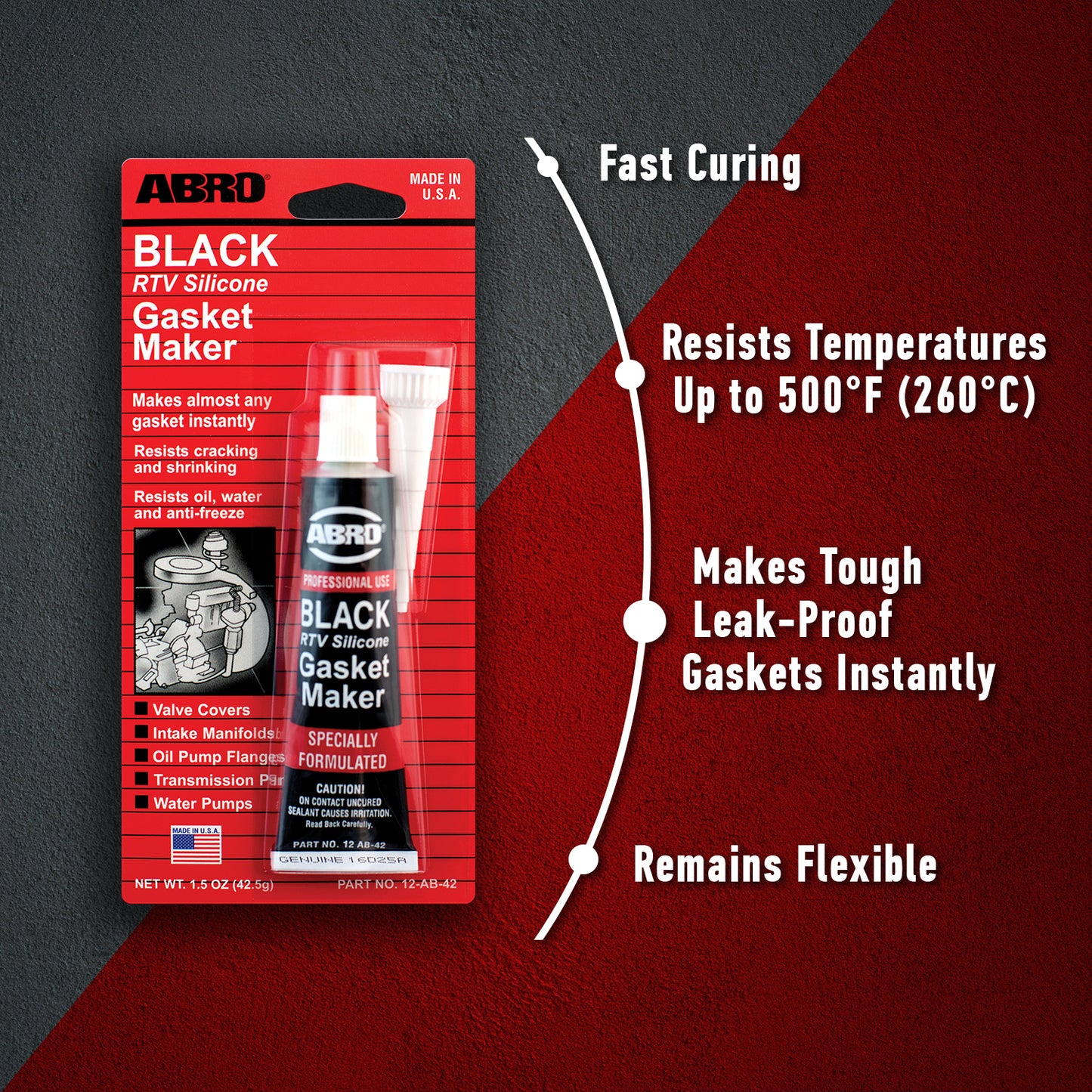 Black RTV Silicone Sealant and Gasket Maker ABRO