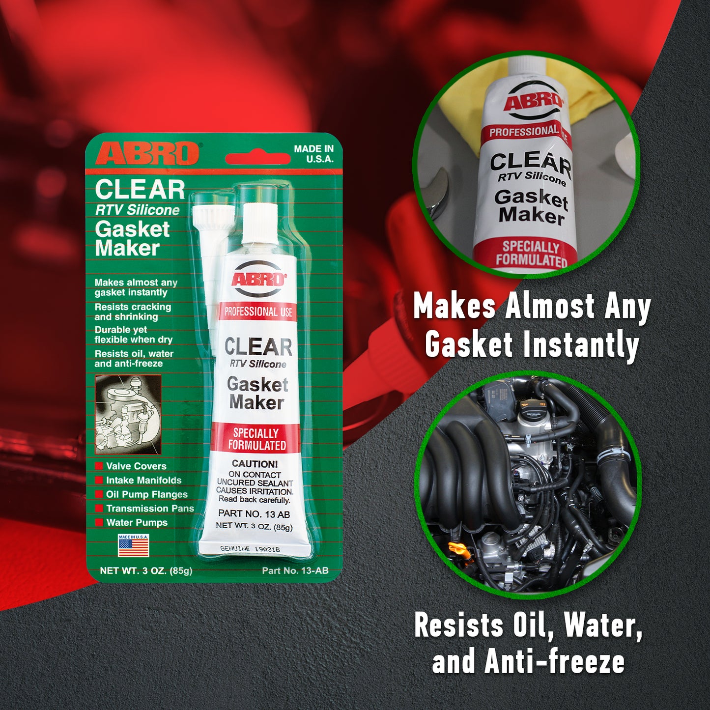 Clear RTV Silicone Sealant and Gasket Maker ABRO