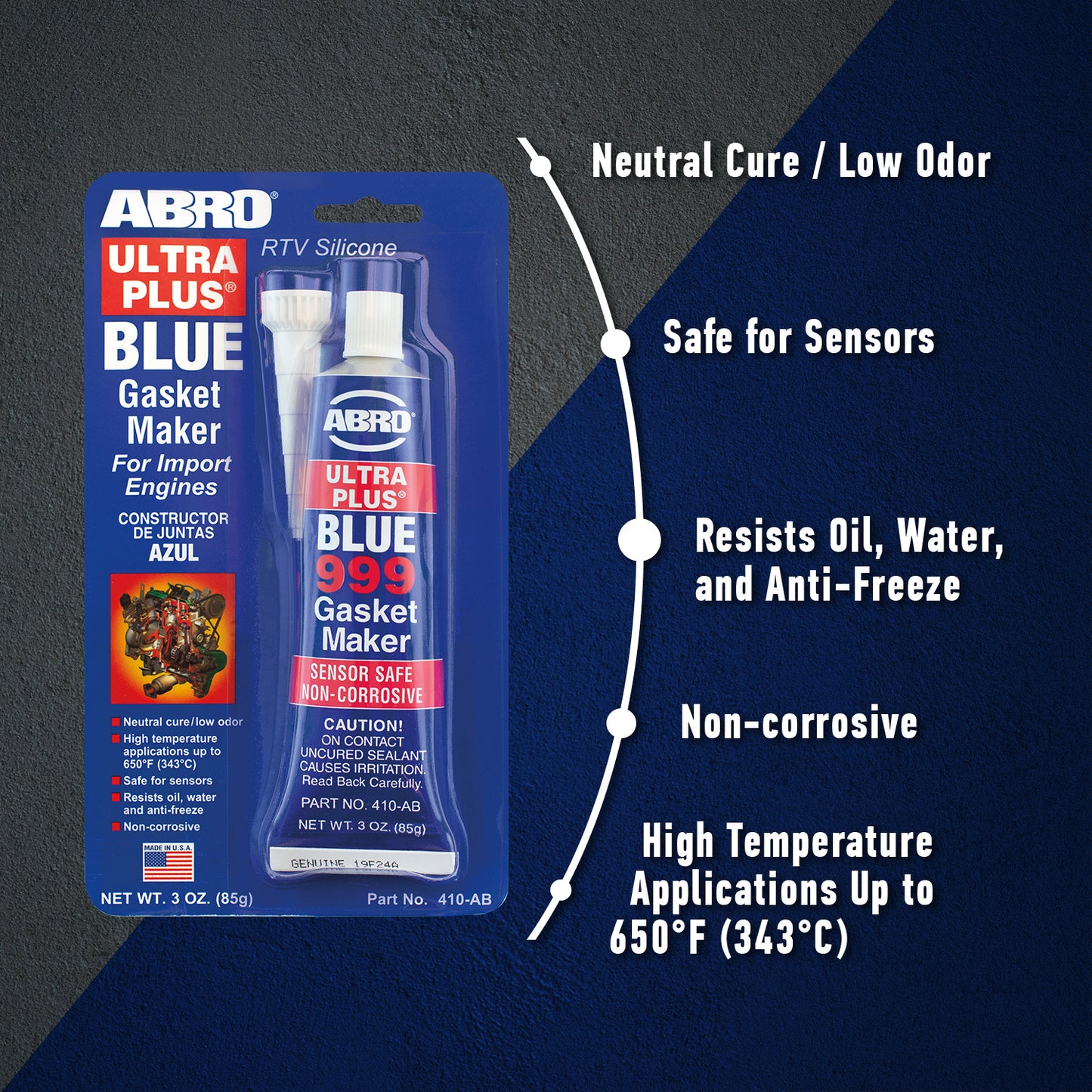 Blue Ultra Plus 999 RTV Silicone Sealant and Gasket Maker ABRO
