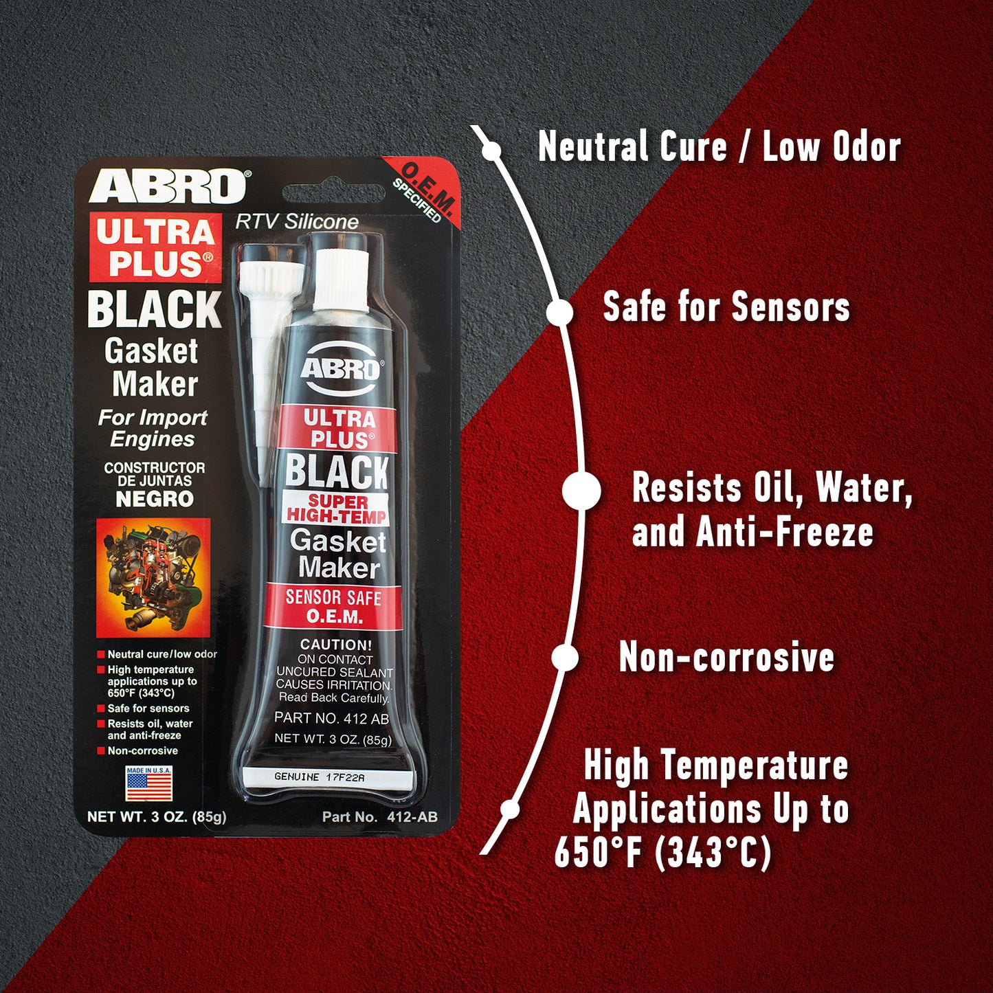 Black Ultra Plus 999 RTV Silicone Sealant and Gasket Maker ABRO