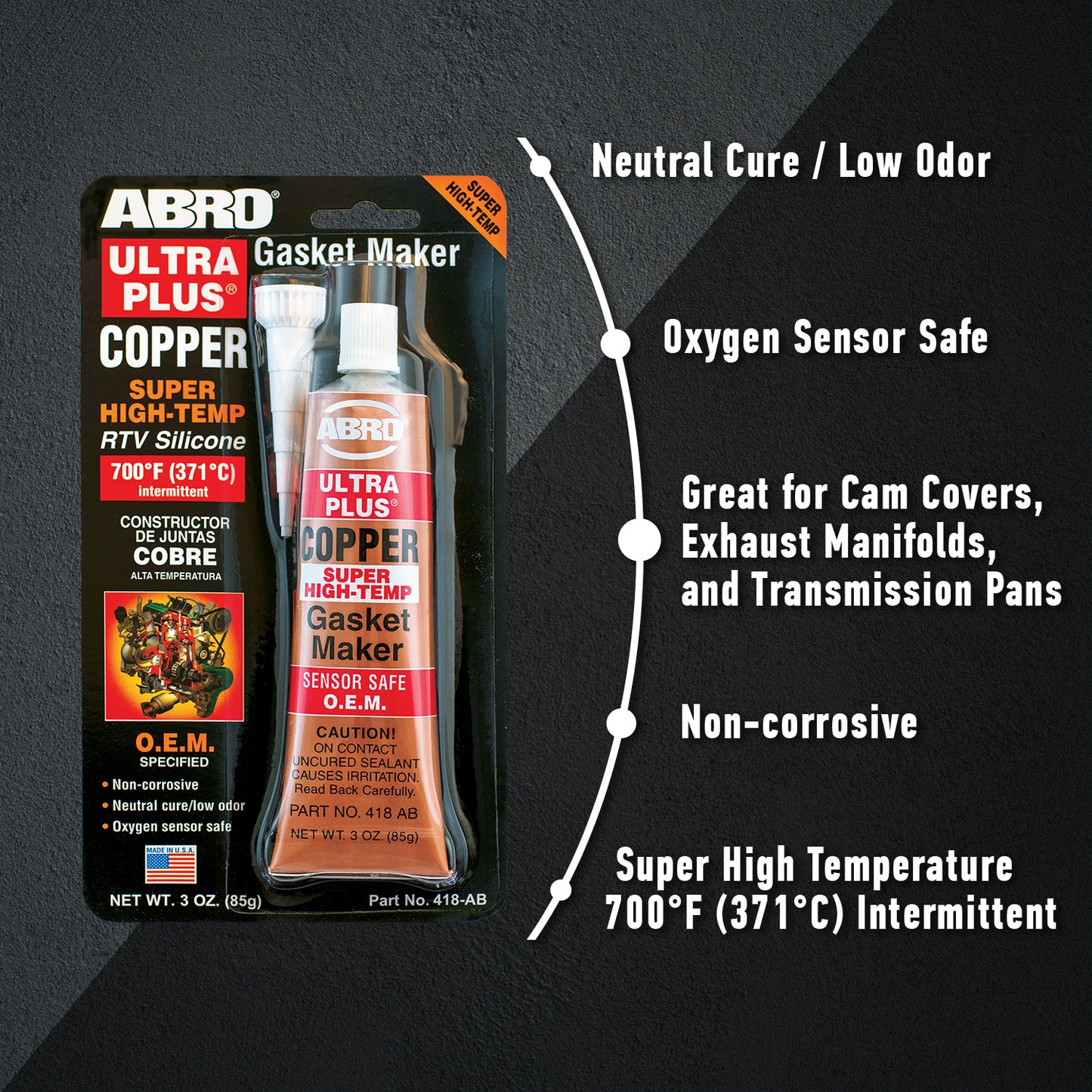 Copper Ultra Plus 999 RTV Silicone Sealant & Gasket Maker ABRO