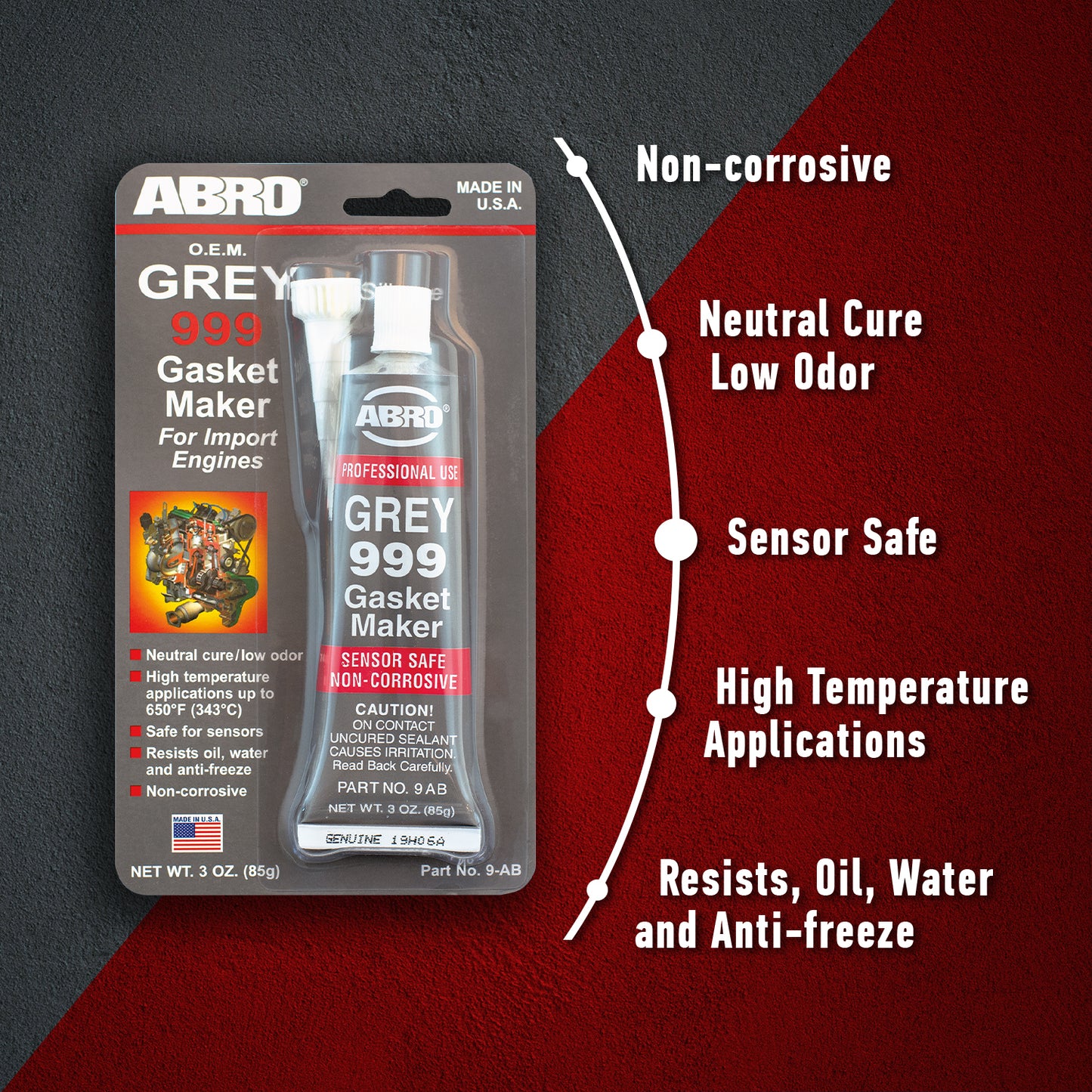 Gray Ultra Plus 999 RTV Silicone Sealant and Gasket Maker ABRO