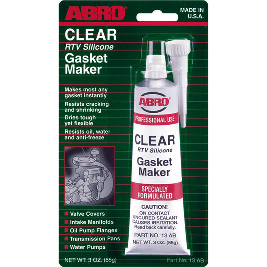 ABRO Clear RTV Silicone Sealant and Gasket Maker Pack of 12