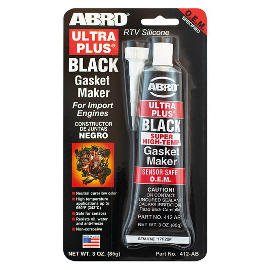 ABRO Black Ultra Plus 999 RTV Silicone Sealant and Gasket Maker Pack of 12