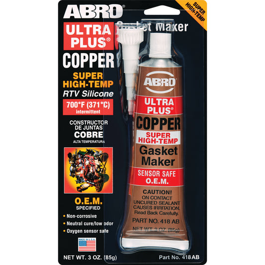 ABRO Copper Ultra Plus 999 RTV Silicone Sealant & Gasket Maker Pack of 12