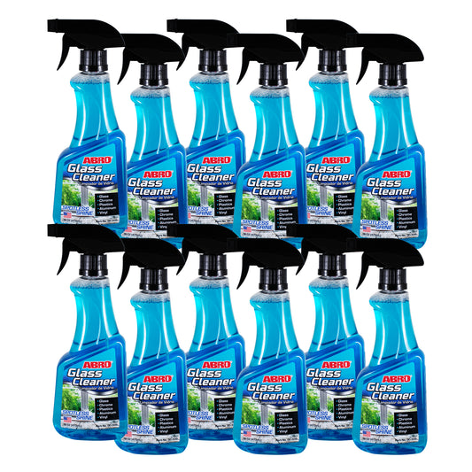 ABRO Glass Cleaner, 16 oz., Cleaning Supplies, Car Accessories, Car Window Cleaner, Glass Cleaner Spray, Remove Dirt and Grime, Streak Free Results. Pack of 12