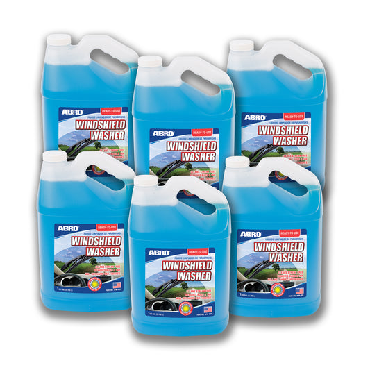 ABRO Car Windshield Cleaner Ready to Use Formula - 1 Gallon, Pre-Mixed, Delivers Streak-Free Cleanliness, Removes Bugs & Tar. Pack of 6